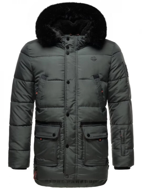 Foto van product STONE HARBOUR Winterjas 'Mironoo' donkergroen / zwart