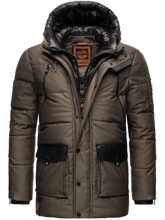 Foto van product STONE HARBOUR Winterjas 'Mitjaa' aardetinten / zwart