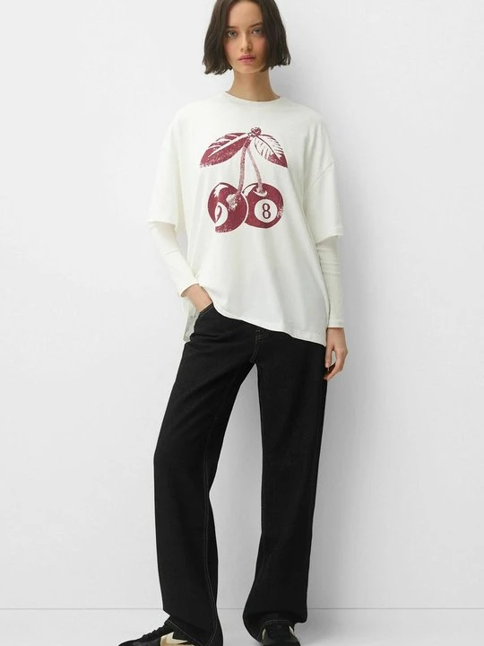 Foto van product Straight leg jeans Bershka donkerblauw denim
