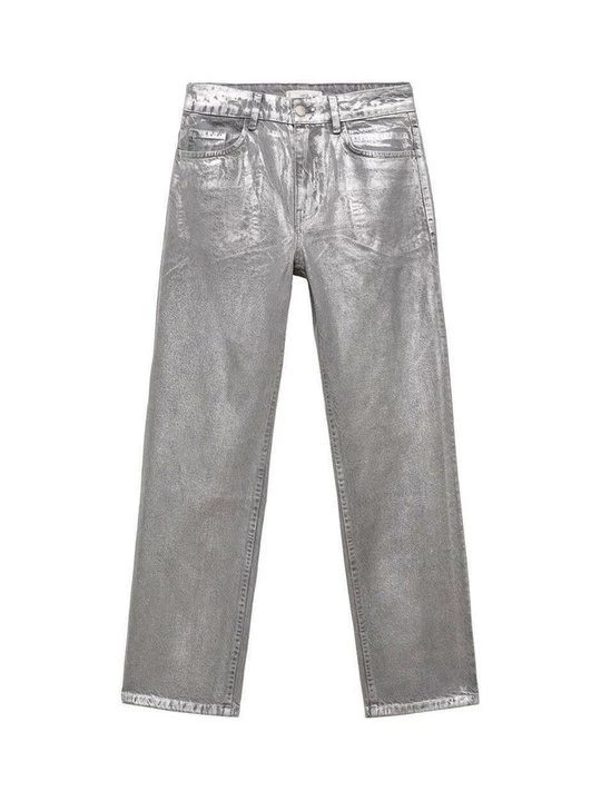 Foto van product Straight leg jeans Mango zilverkleurig