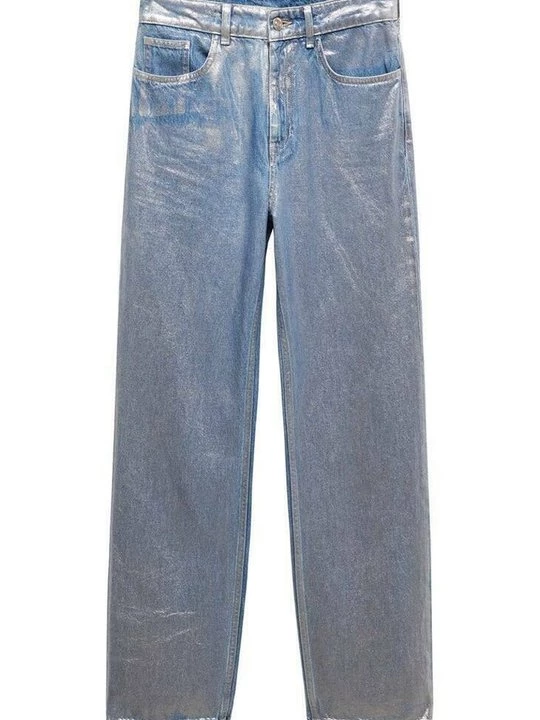 Foto van product Straight leg jeans Mango zilverkleurig