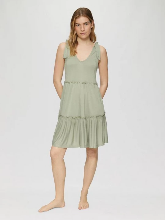 Foto van product Strandjurk van viscose met strikdetail s.Oliver olijfgroen