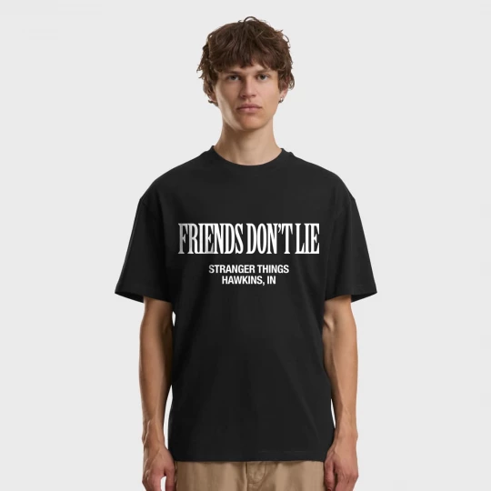 Foto van product Stranger Things Friends don’t Lie Loose Tee Mister Tee zwart