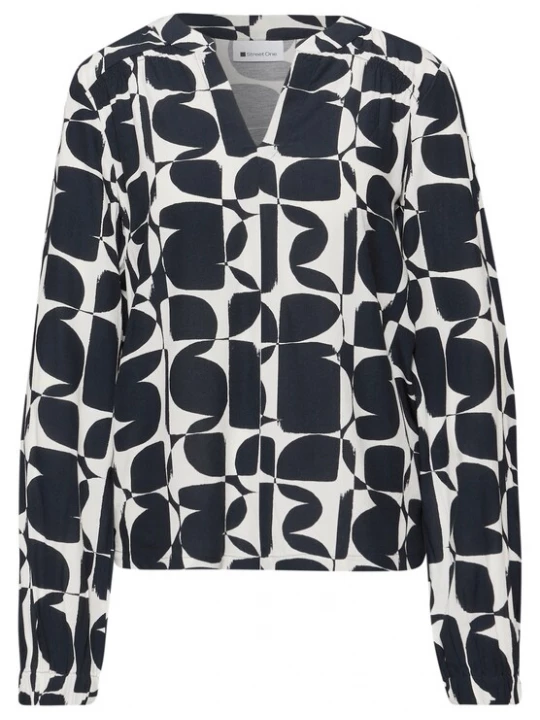 Foto van product STREET ONE Blouse donkerblauw / wit