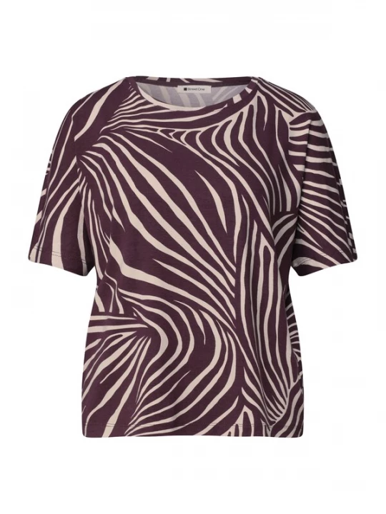 Foto van product STREET ONE Shirt 'Crista' lichtbeige / wijnrood