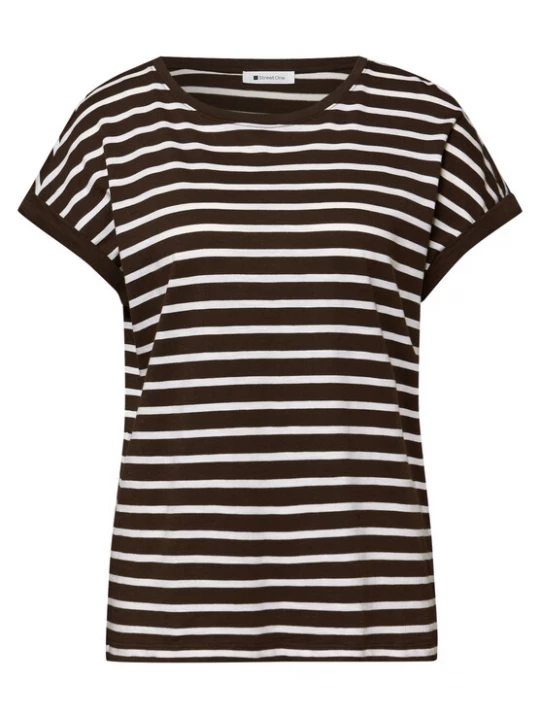 Foto van product STREET ONE Shirt donkerbruin / wit