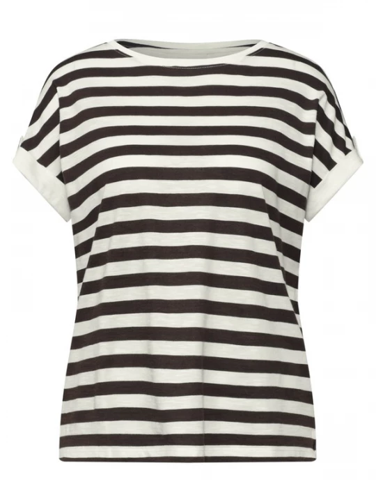 Foto van product STREET ONE Shirt donkerbruin / wit