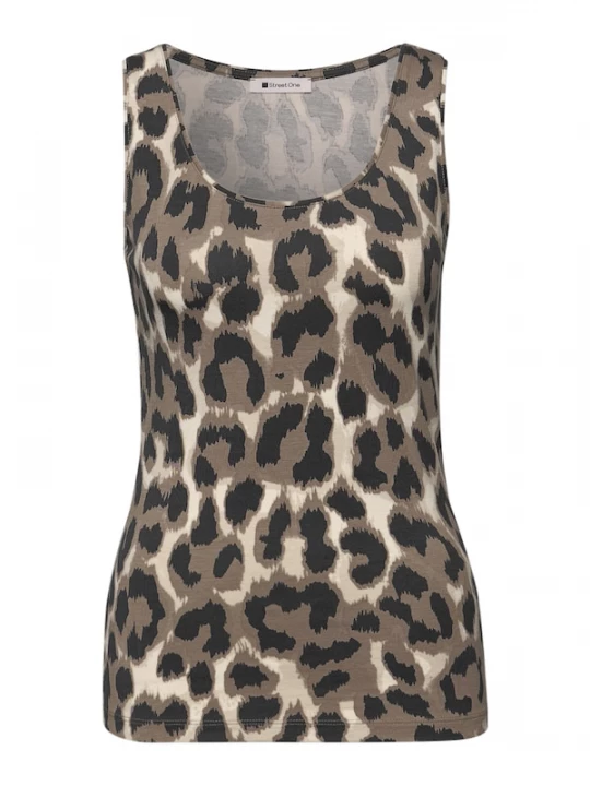 Foto van product STREET ONE Top 'Anni' beige / donkerbeige / zwart