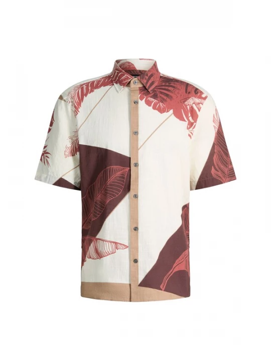 Foto van product STRELLSON Overhemd beige / chocoladebruin / watermeloen rood / wit
