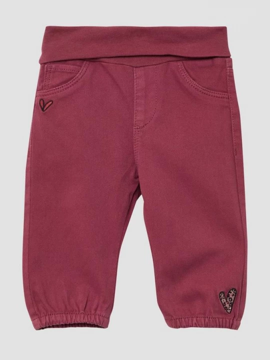 Foto van product Stretch katoenen broek met omgeslagen tailleband en borduursel s.Oliver roze