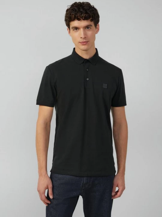 Foto van product Stretch katoenen piqué polo met logo applicatie s.Oliver zwart