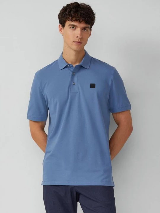 Foto van product Stretchkatoenen polo met labelopdruk s.Oliver blauw