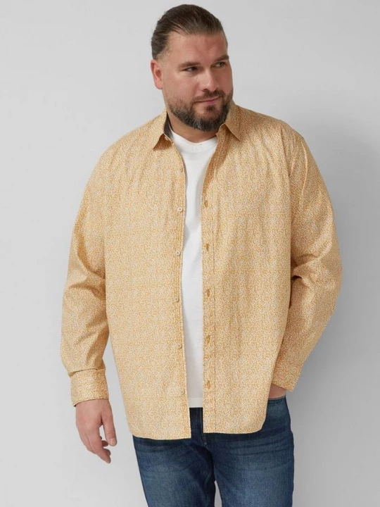 Foto van product Stretchkatoenen shirt met all-over print s.Oliver geel