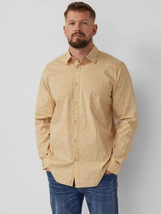 Foto van product Stretchkatoenen shirt met all-over print s.Oliver geel