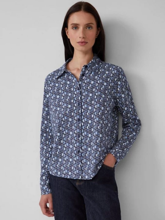 Foto van product Stretchy jersey blouse met all-over print s.Oliver blauw