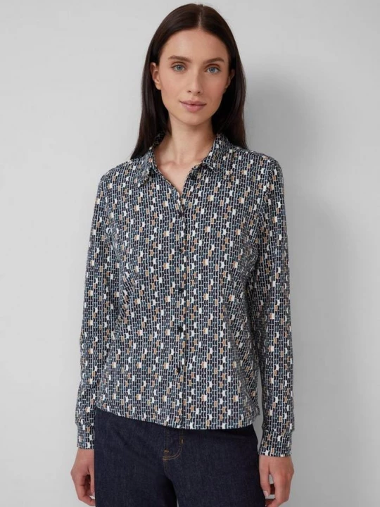 Foto van product Stretchy jersey blouse met all-over print s.Oliver zwart