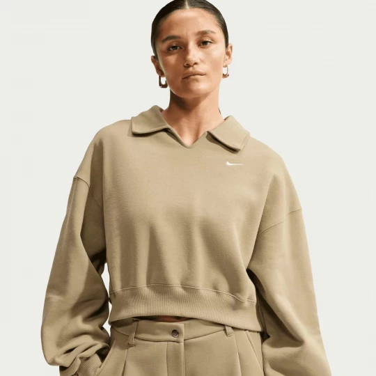 Foto van product Studio Fleece Medium Weight Oversized Crop Polo Nike beżowy