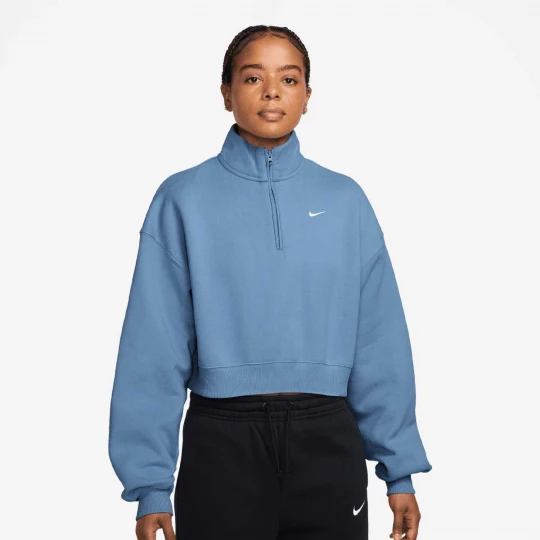 Foto van product Studio Fleece Mid Waist Oversized Crop Quarter Zip Nike blauw