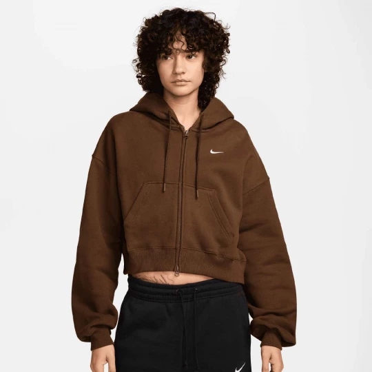 Foto van product Studio Fleece Oversized Cropped Full-Zip Hoodie Nike bruin
