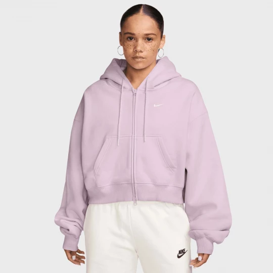 Foto van product Studio Fleece Oversized Cropped Full-Zip Hoodie Nike lichtroze