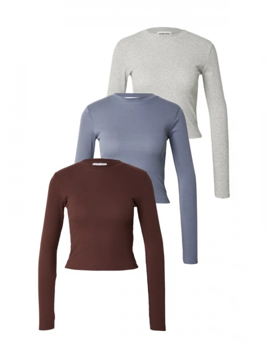 Foto van product studioselect Shirt 'Caya' duifblauw / donkerbruin / grijs gemêleerd