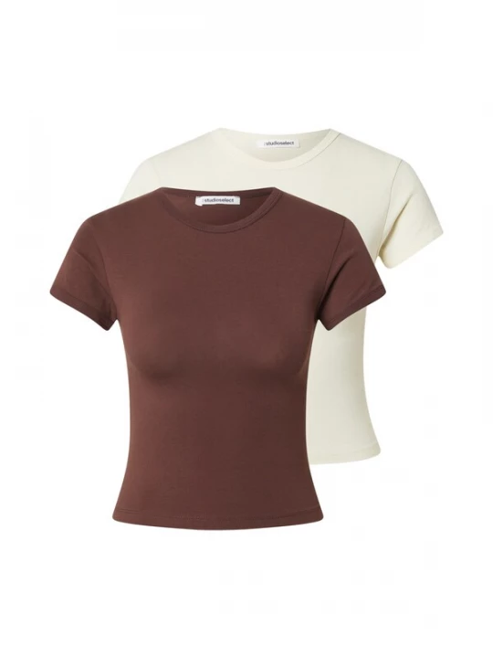 Foto van product studioselect Shirt 'Inga' donkerbruin / lichtgeel