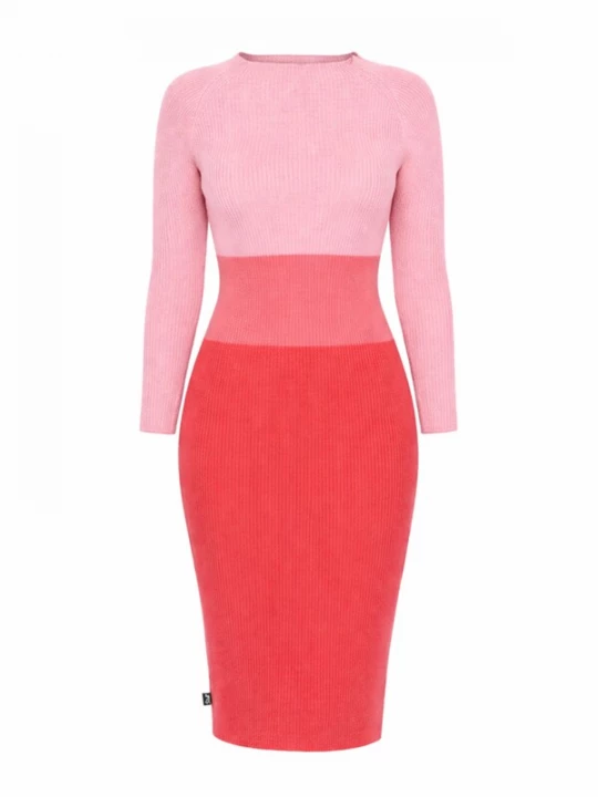 Foto van product Süel knitwear Gebreide jurk 'Amanda Stripe' pastelrood