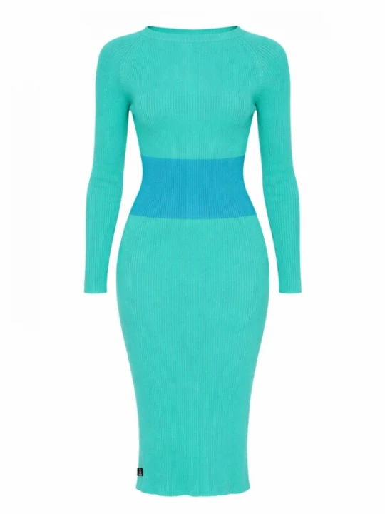 Foto van product Süel knitwear Gebreide jurk 'Amanda Stripe' turquoise