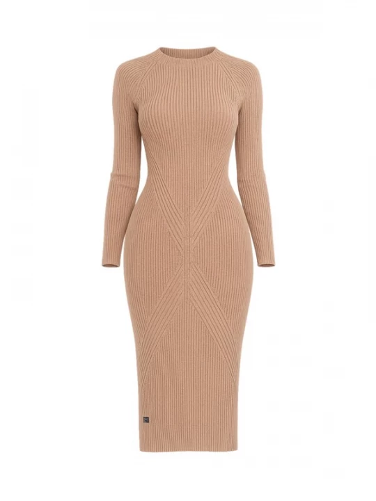 Foto van product Süel knitwear Gebreide jurk 'Gabi' cappuccino