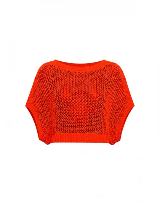 Foto van product Süel knitwear Gebreide top 'Birthday' oranjerood