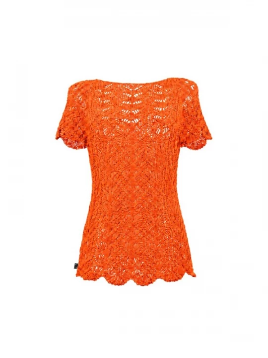Foto van product Süel knitwear Gebreide top 'Twin Lace' neonoranje