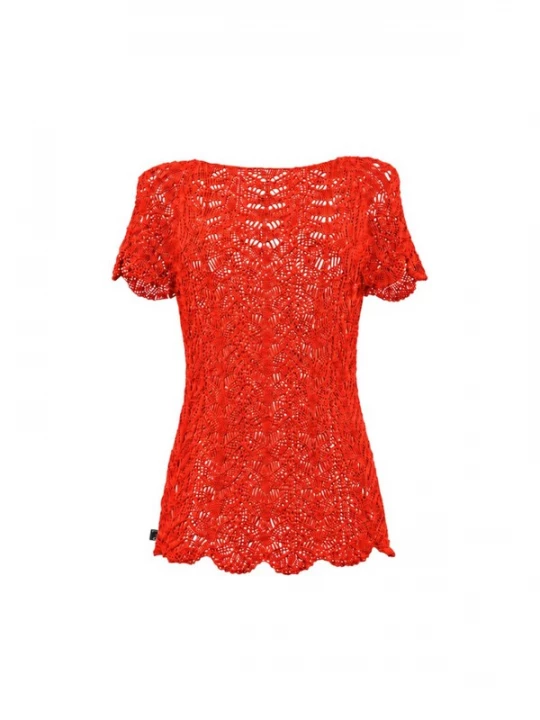 Foto van product Süel knitwear Gebreide top 'Twin Lace' neonrood