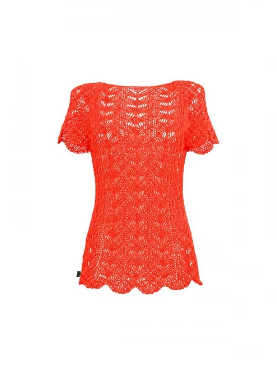 Foto van product Süel knitwear Gebreide top 'Twin Lace' oranjerood