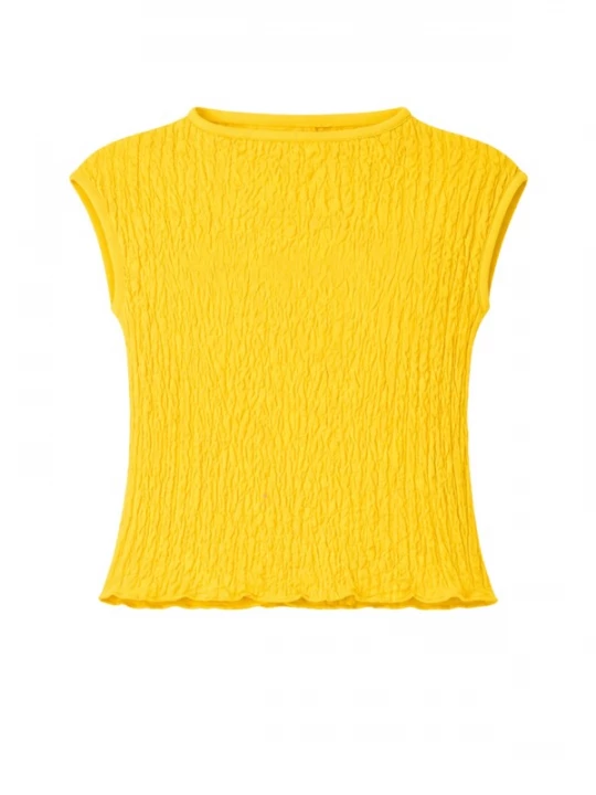 Foto van product Süel knitwear Gebreide top 'Wrinkled Texture' citroengeel