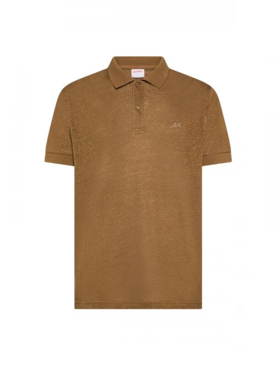 Foto van product SUN68 Shirt 'POLO JERSEY LINEN S / S' bruin