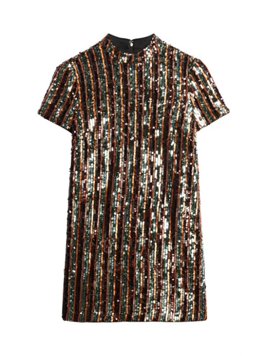 Foto van product Superdry & Co Cocktailjurk brons / donkergroen / zwart / zilver