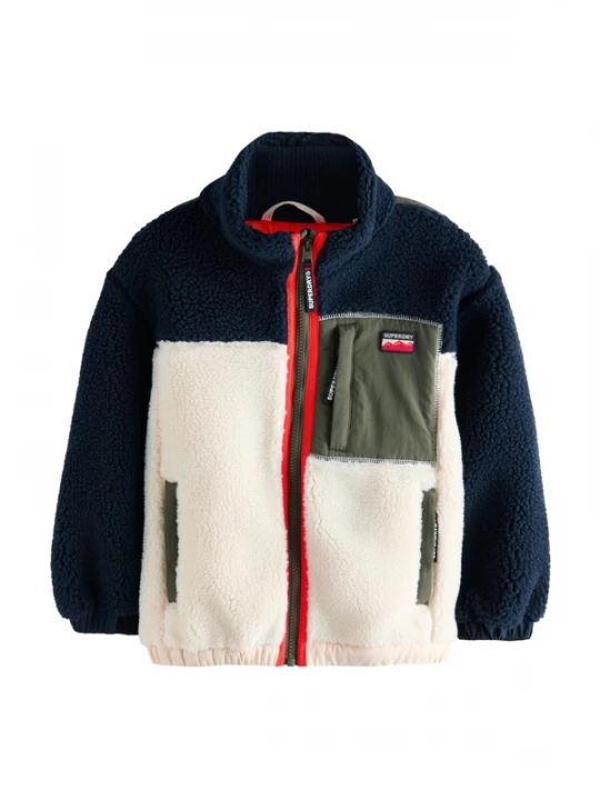 Foto van product Superdry & Co Fleece jas navy / kaki / rood / wolwit