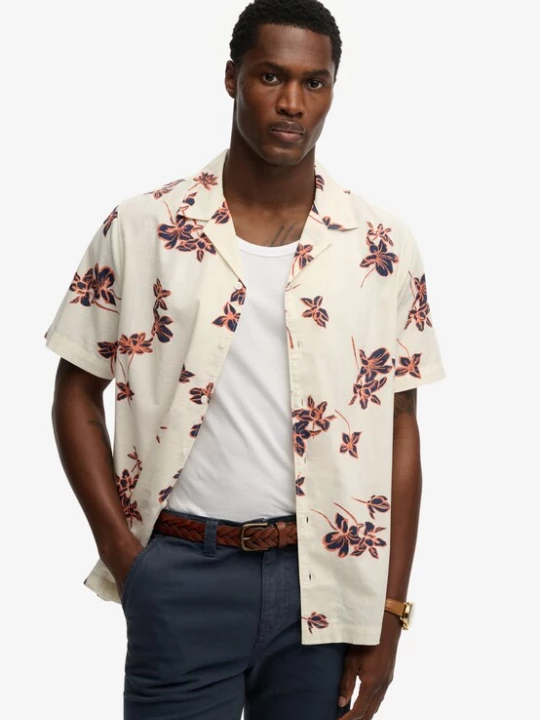 Foto van product Superdry & Co Overhemd crème / navy / neonoranje