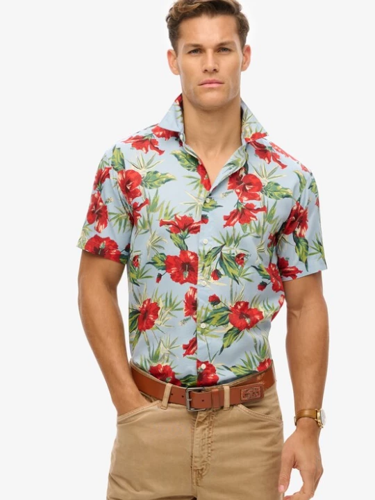 Foto van product Superdry & Co Overhemd 'Hawaiian' lichtblauw / lichtgroen / rood / bourgogne
