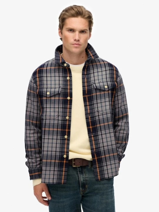 Foto van product Superdry & Co Overhemd navy / lichtgrijs / oranje