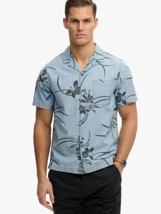 Foto van product Superdry & Co Overhemd 'Vintage Loom Cabana' lichtblauw / zwart