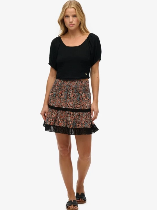 Foto van product Superdry & Co Rok lichtblauw / grijs / kreeft / zwart