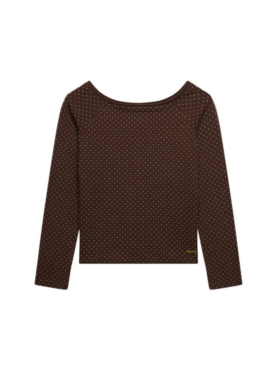 Foto van product Superdry & Co Shirt 'Bardot' donkerbruin / wit