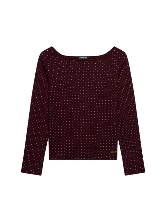 Foto van product Superdry & Co Shirt 'BARDOT' wijnrood / wolwit