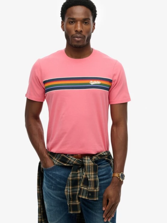 Foto van product Superdry & Co Shirt donkerblauw / grasgroen / oranje / lichtroze