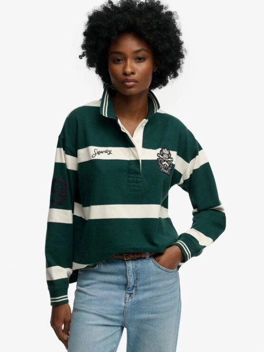 Foto van product Superdry & Co Shirt donkergroen / zwart / natuurwit