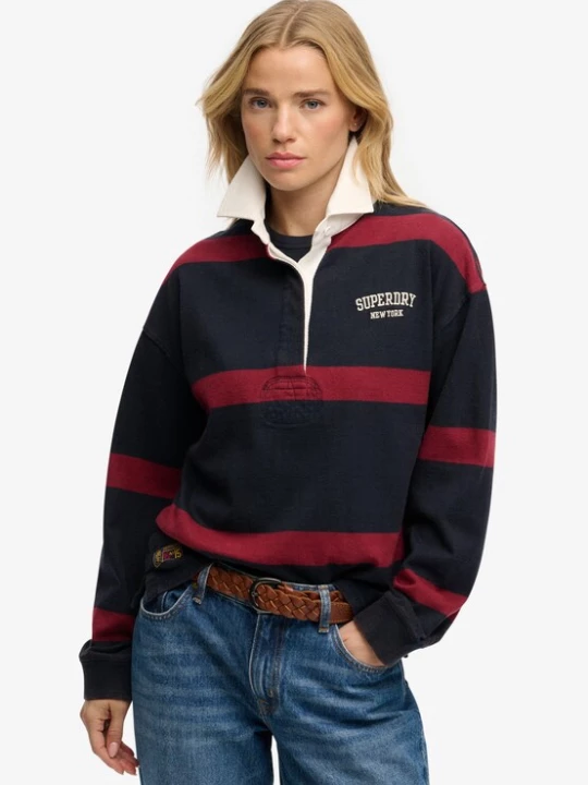 Foto van product Superdry & Co Shirt 'Heritage' marine / robijnrood / wit