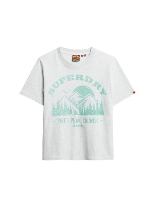Foto van product Superdry & Co Shirt 'Lo-Fi' cyaan blauw / wit gemêleerd