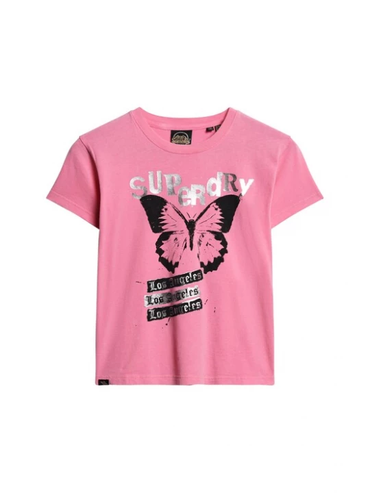Foto van product Superdry & Co Shirt 'Lo-fi Rock' lichtroze / zwart / zilver