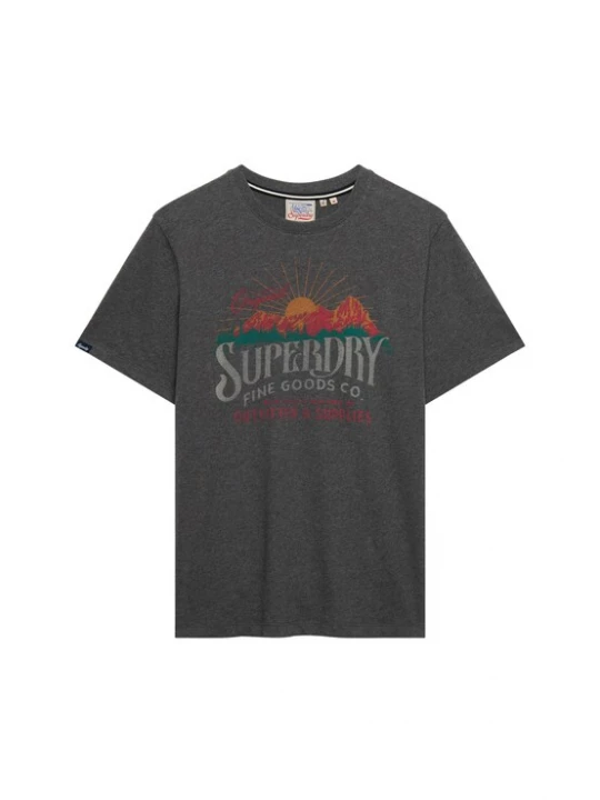Foto van product Superdry & Co Shirt 'Outdoors Mountain' antraciet / stone grey / donkeroranje / rood